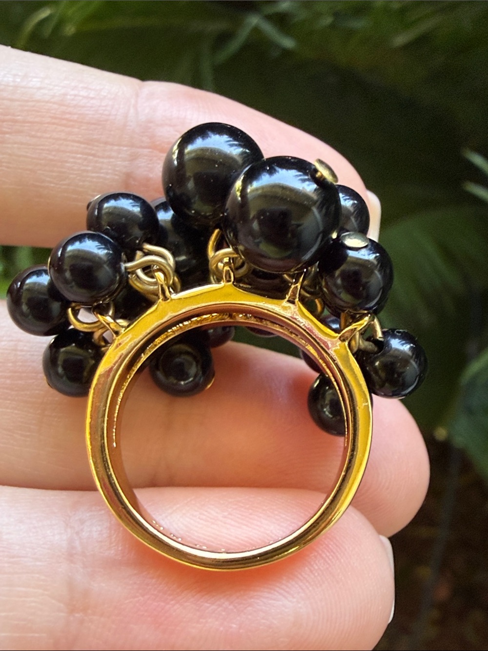 Trina Turk Gold-Tone Ring with Black Bead Cluster